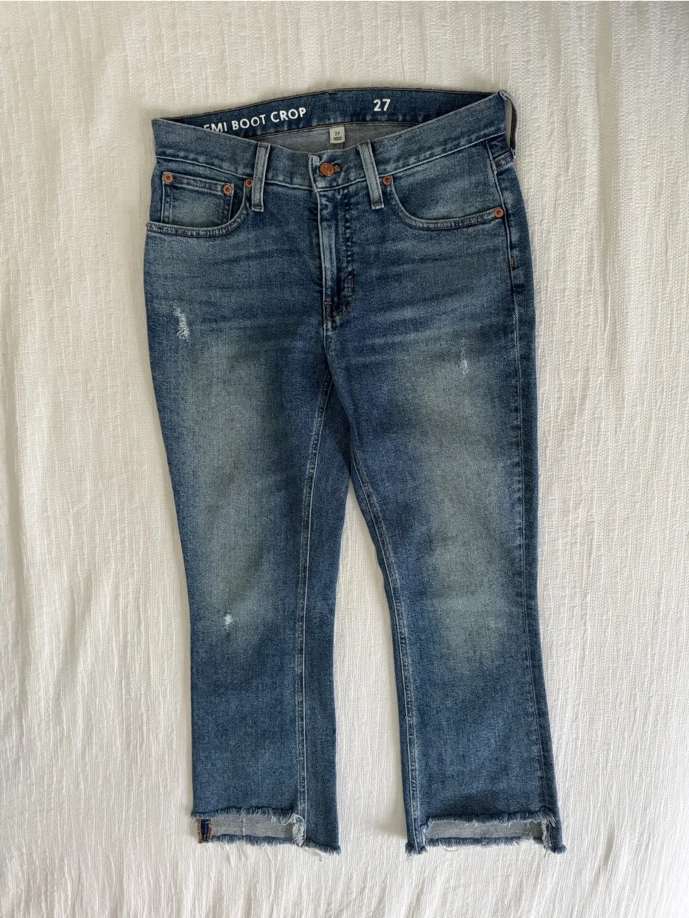 J. Crew Women's Emmi Boot Crop Jeans in Medium Blue Denim 27